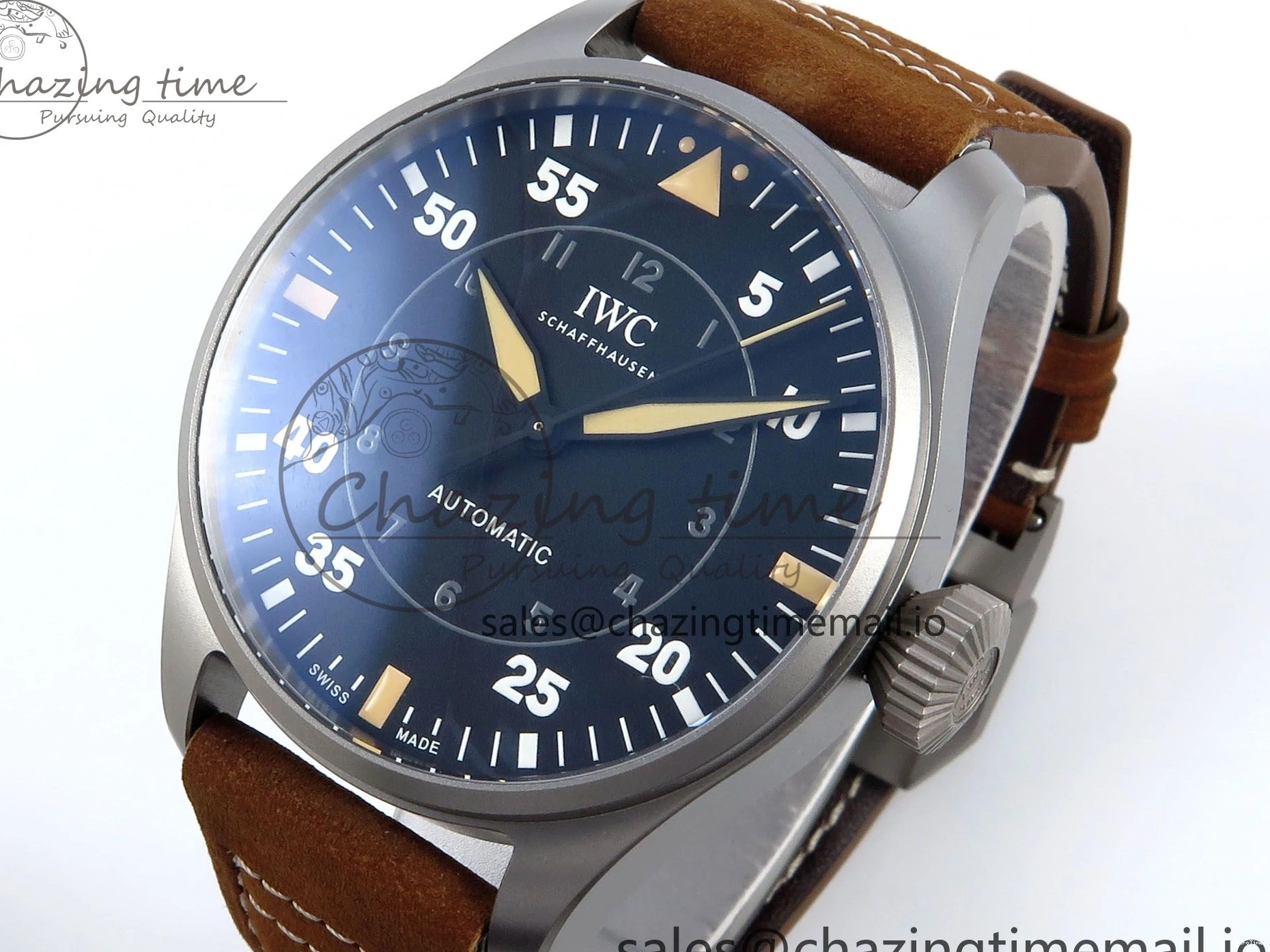 MIROTIME 0225 Big Pilot IW329701 M+F 1:1 Best Edition Black Dial on Brown Leather Strap MY RelaxedFit 7005